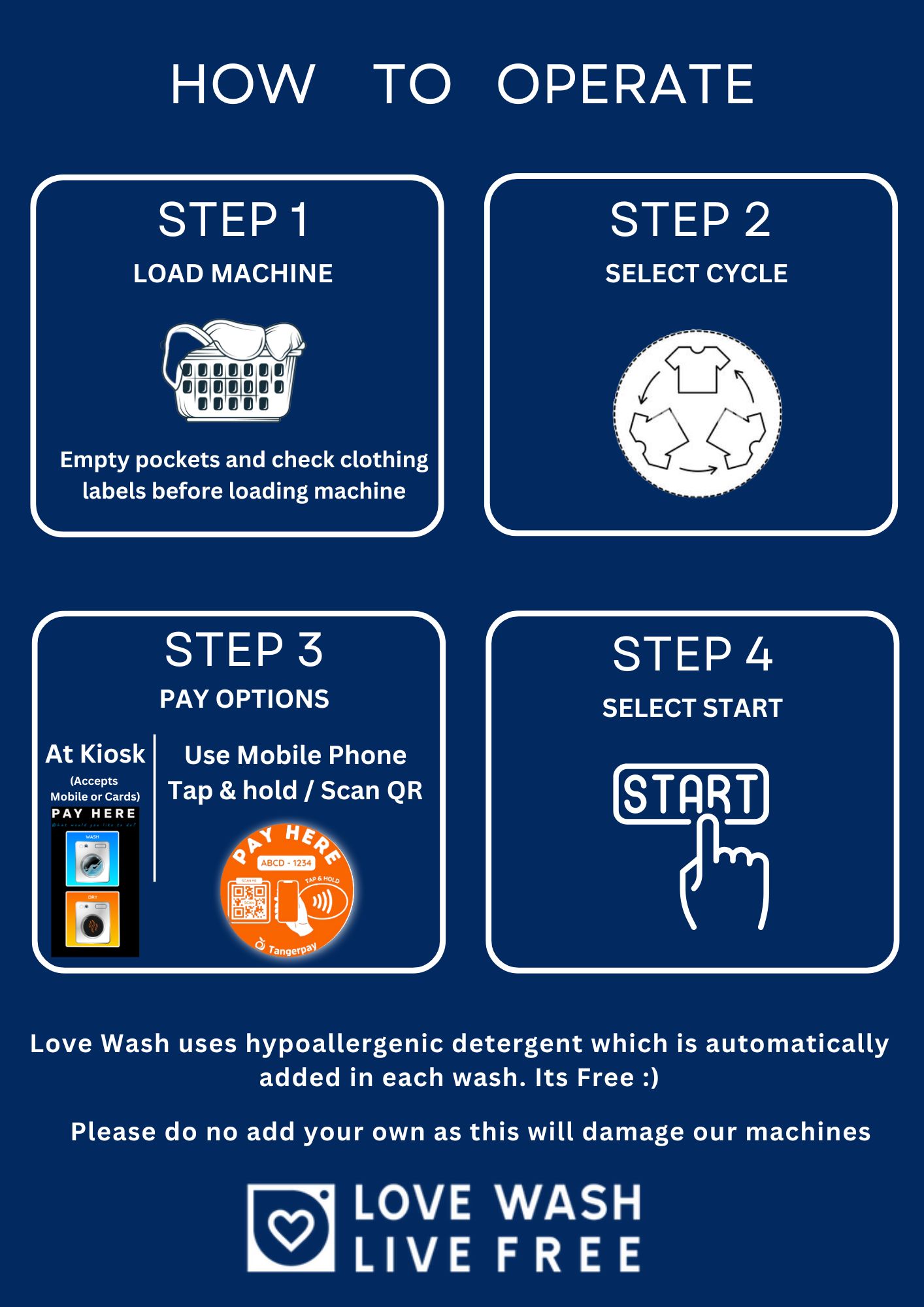 How to use Love Wash machines